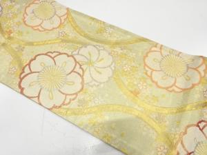 アンティーク　立涌に桜散らし模様織り出し袋帯（材料）